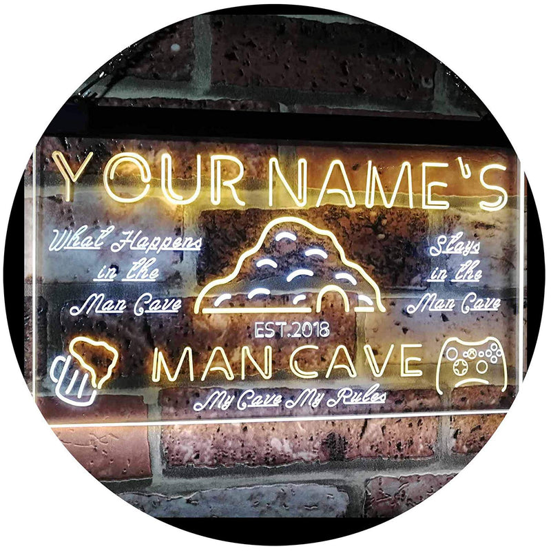 Personalized Man Cave LED Light Sign - LED Gift Works