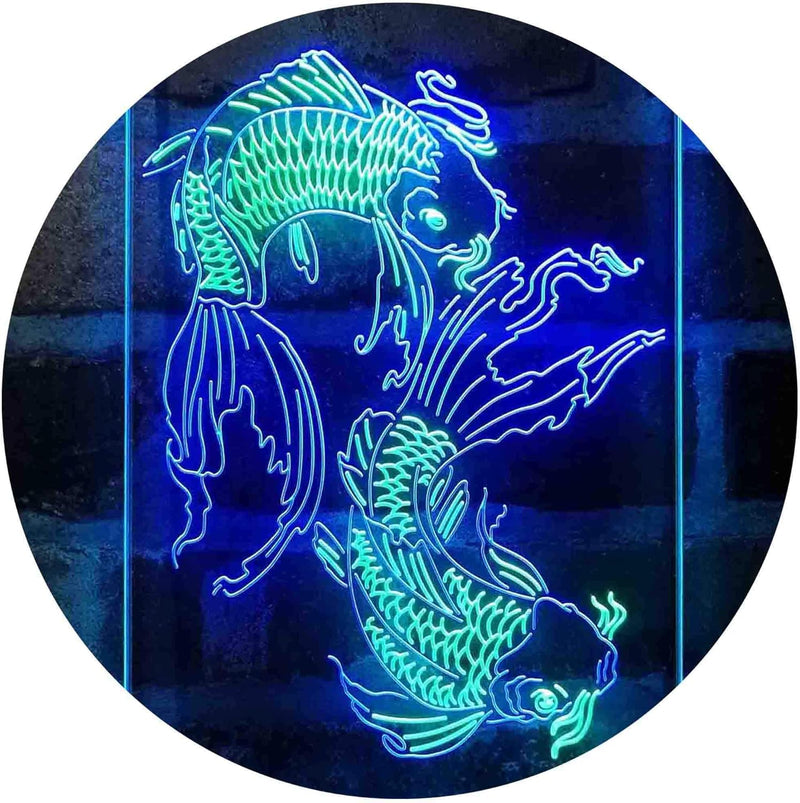 Koi Fish Tattoo Line Art LED Light Sign - LED Gift Works