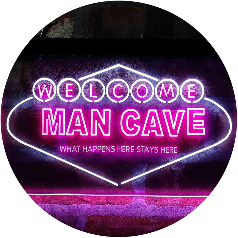 Man Cave Welcome What Happens Here Stays Here LED Light Sign - LED Gift Works