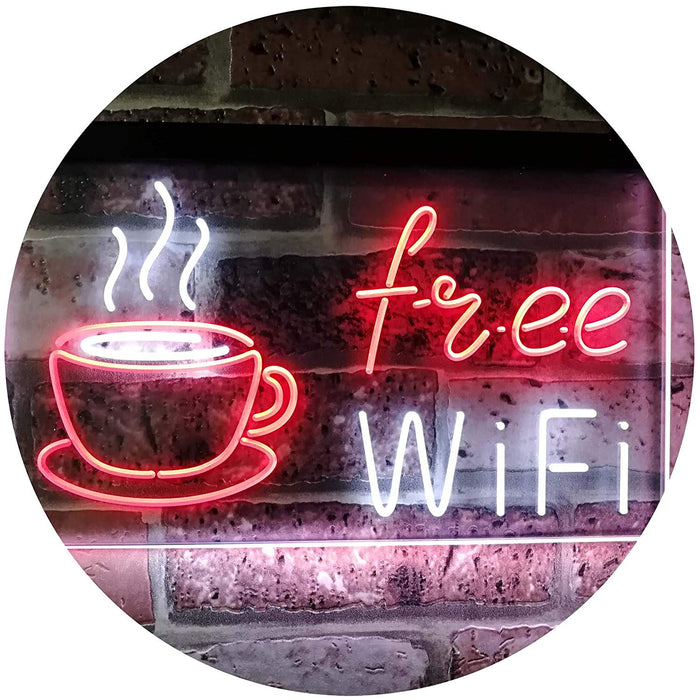 Free Wi-Fi Coffee LED Light Sign - Way Up Gifts