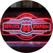 Route 66 Gasoline Station Cold Drinks LED Light Sign - LED Gift Works