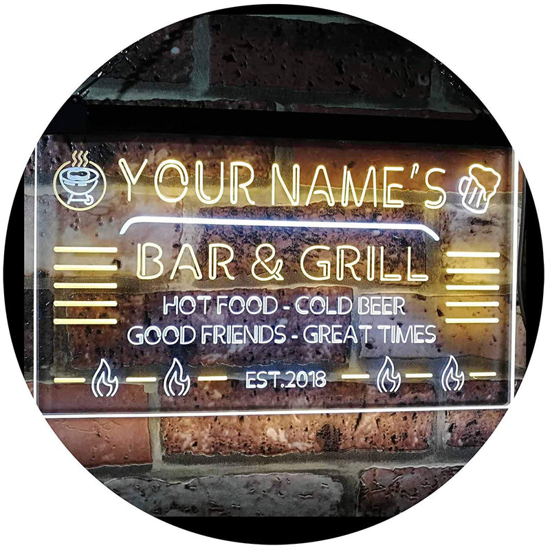 Personalized Restaurant Bar & Grill LED Light Sign - LED Gift Works