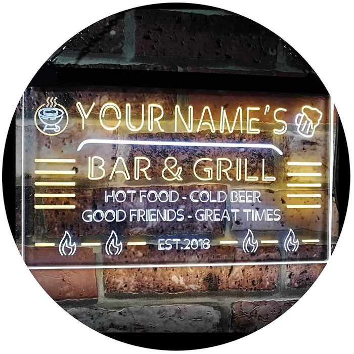 Personalized Restaurant Bar & Grill LED Light Sign - Way Up Gifts