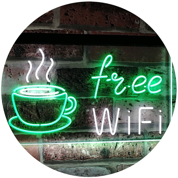 Free Wi-Fi Coffee LED Light Sign - Way Up Gifts