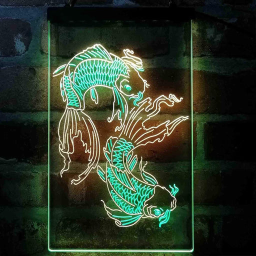 Koi Fish Tattoo Line Art LED Light Sign - Way Up Gifts