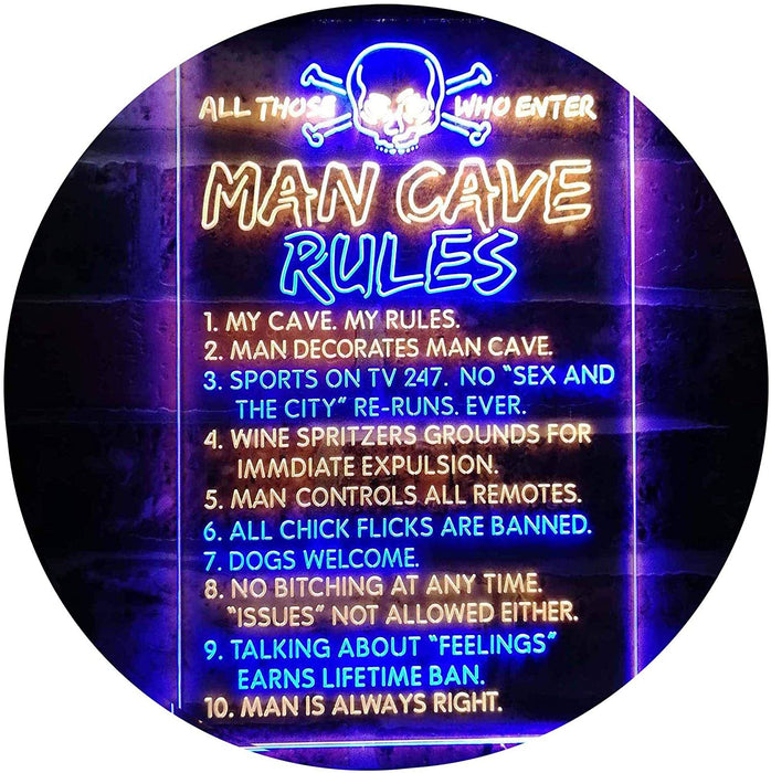 Man Cave Rule Game Room LED Light Sign - Way Up Gifts