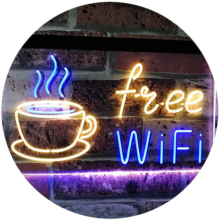Free Wi-Fi Coffee LED Light Sign - Way Up Gifts