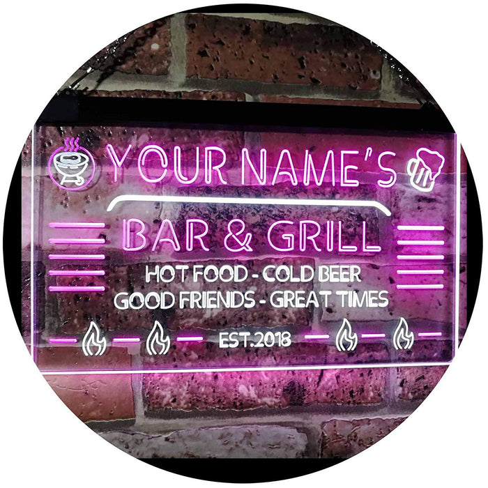 Personalized Restaurant Bar & Grill LED Light Sign - Way Up Gifts