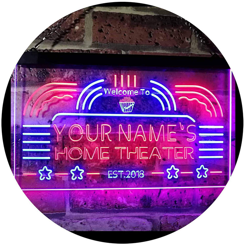 Personalized Home Theater LED Light Sign - LED Gift Works