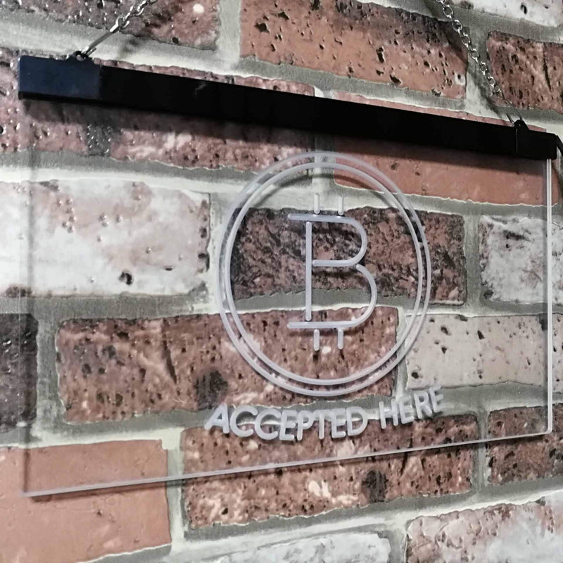 Bitcoin Accepted Here LED Light Sign - LED Gift Works
