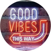 Good Vibes Arrow Left This Way LED Light Sign - LED Gift Works