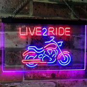 Motorcycle Live to Ride LED Light Sign - LED Gift Works