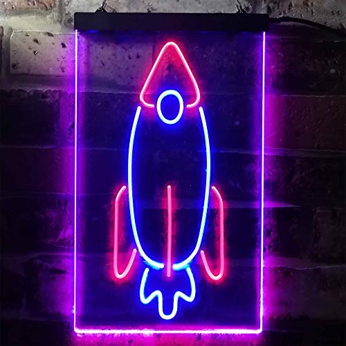 Space Shuttle Rocket Kids Wall Decor LED Light Sign - Way Up Gifts