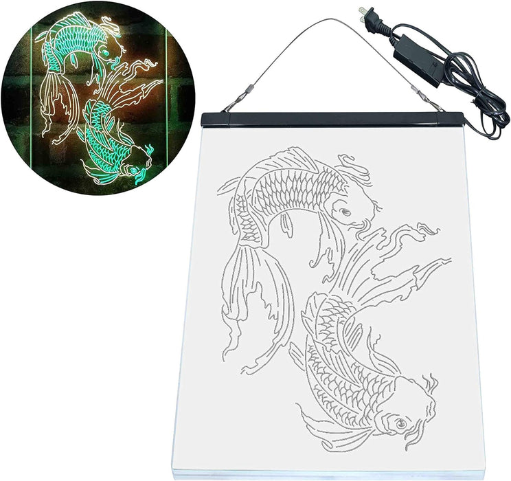 Koi Fish Tattoo Line Art LED Light Sign - Way Up Gifts