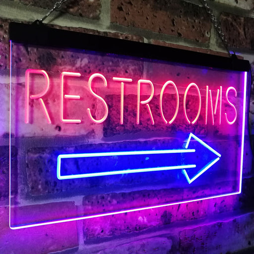 Right Restroom Arrow LED Light Sign - LED Gift Works