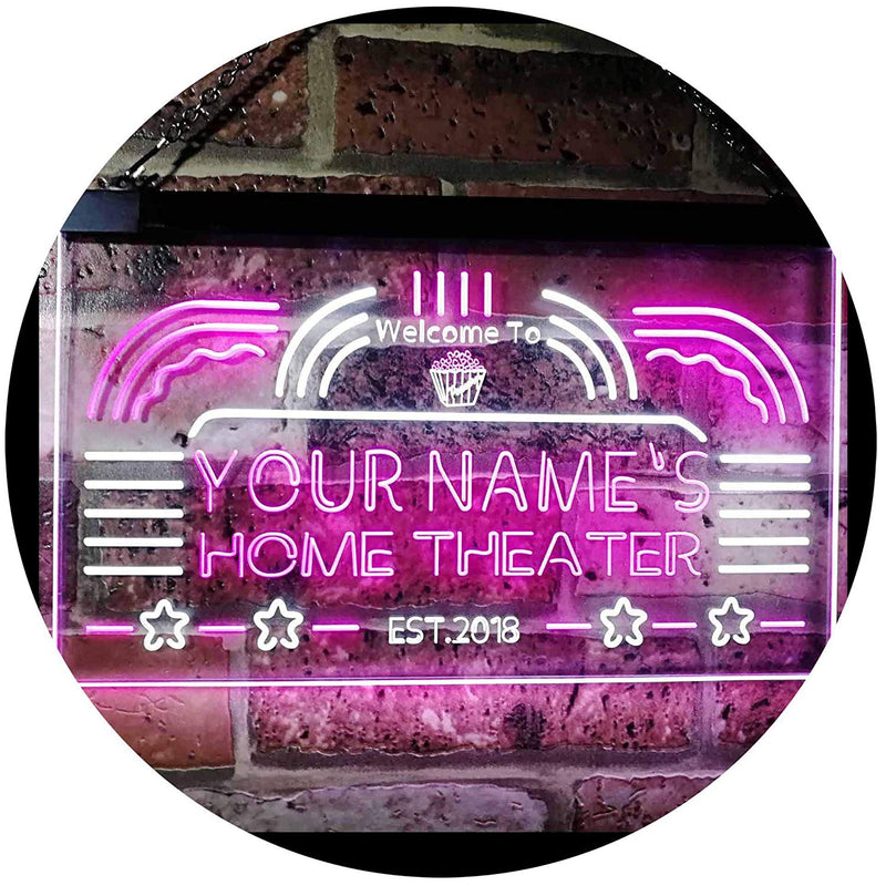 Personalized Home Theater LED Light Sign - LED Gift Works