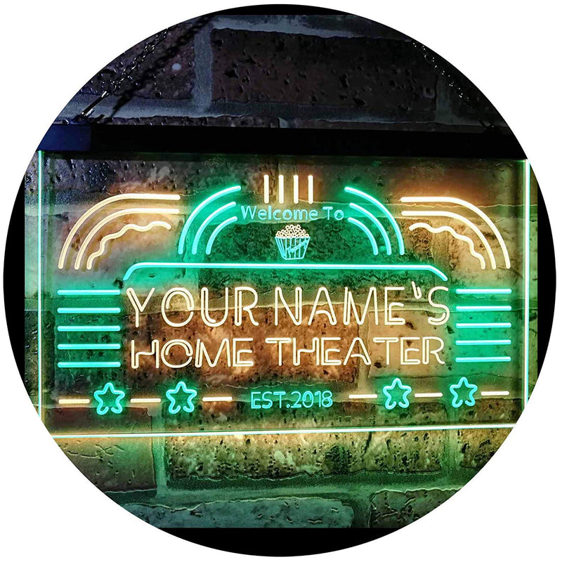 Personalized Home Theater LED Light Sign - LED Gift Works
