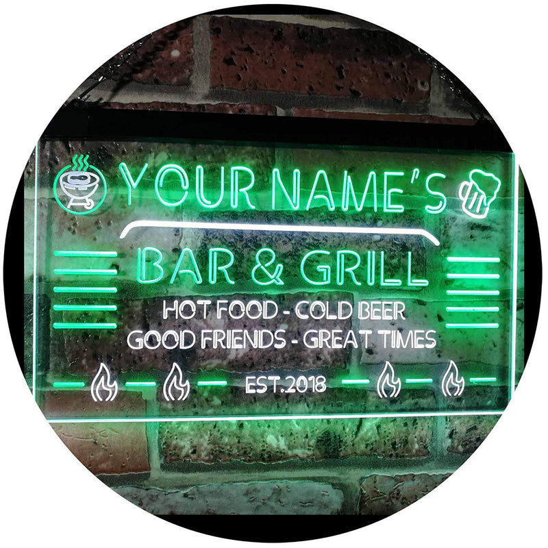 Personalized Restaurant Bar & Grill LED Light Sign - LED Gift Works
