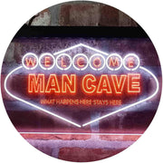 Man Cave Welcome What Happens Here Stays Here LED Light Sign - LED Gift Works