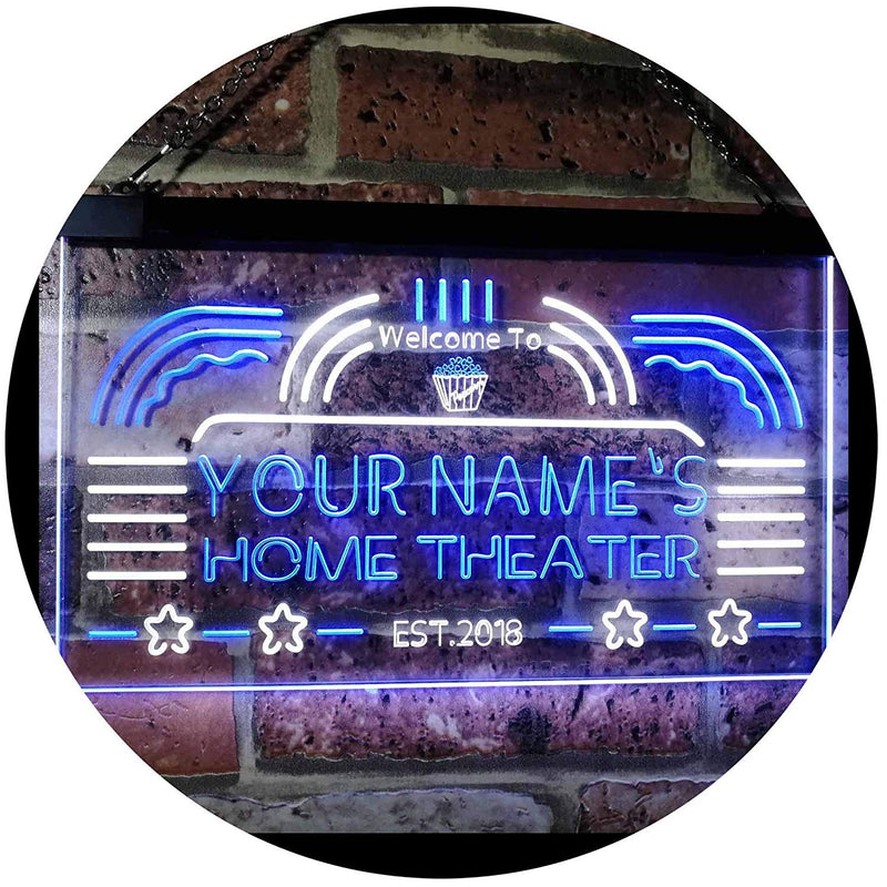 Personalized Home Theater LED Light Sign - LED Gift Works