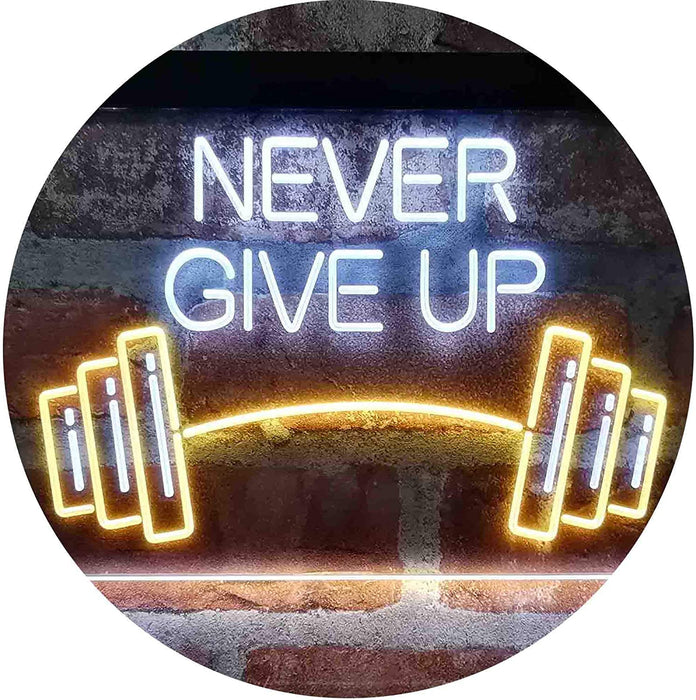 Never Give Up Weight Train Fitness Gym LED Light Sign - Way Up Gifts