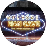 Man Cave Welcome What Happens Here Stays Here LED Light Sign - LED Gift Works