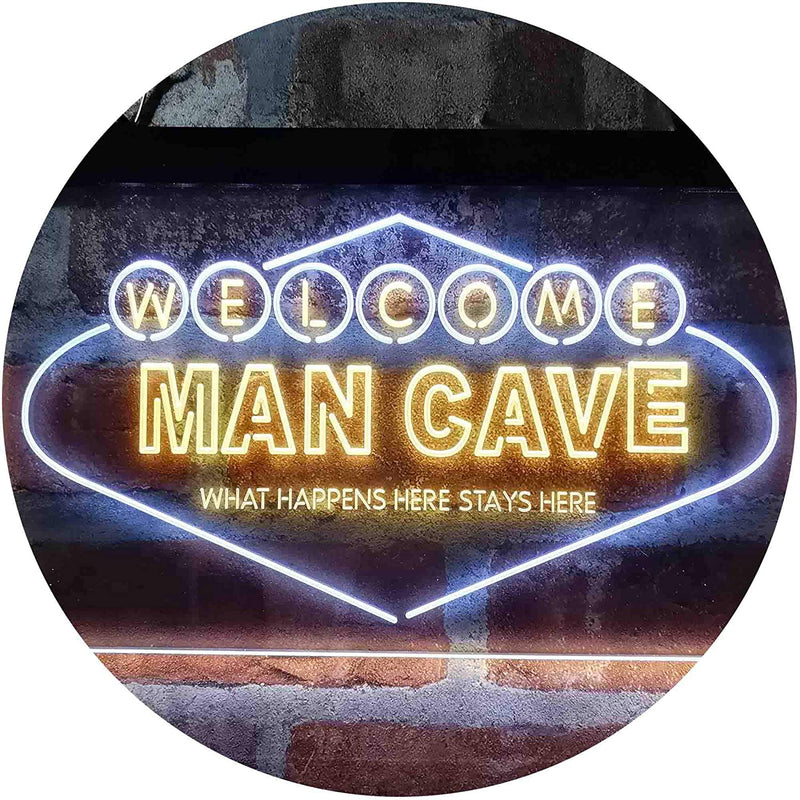 Man Cave Welcome What Happens Here Stays Here LED Light Sign - LED Gift Works