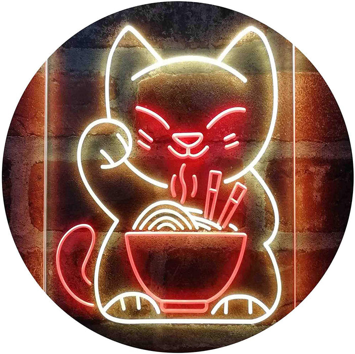 Maneki Neko Ramen Luck Cat LED Light Sign - Way Up Gifts