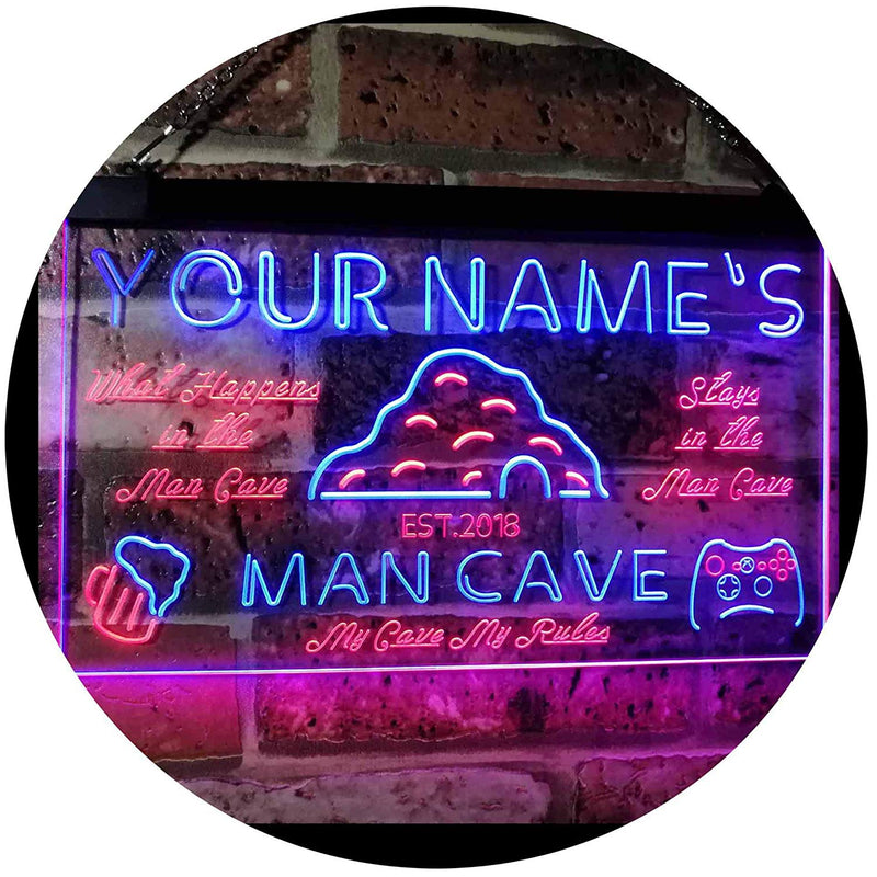 Personalized Man Cave LED Light Sign - LED Gift Works