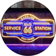 Route 66 Gasoline Station Cold Drinks LED Light Sign - LED Gift Works