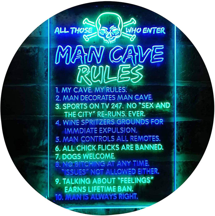 Man Cave Rule Game Room LED Light Sign - Way Up Gifts