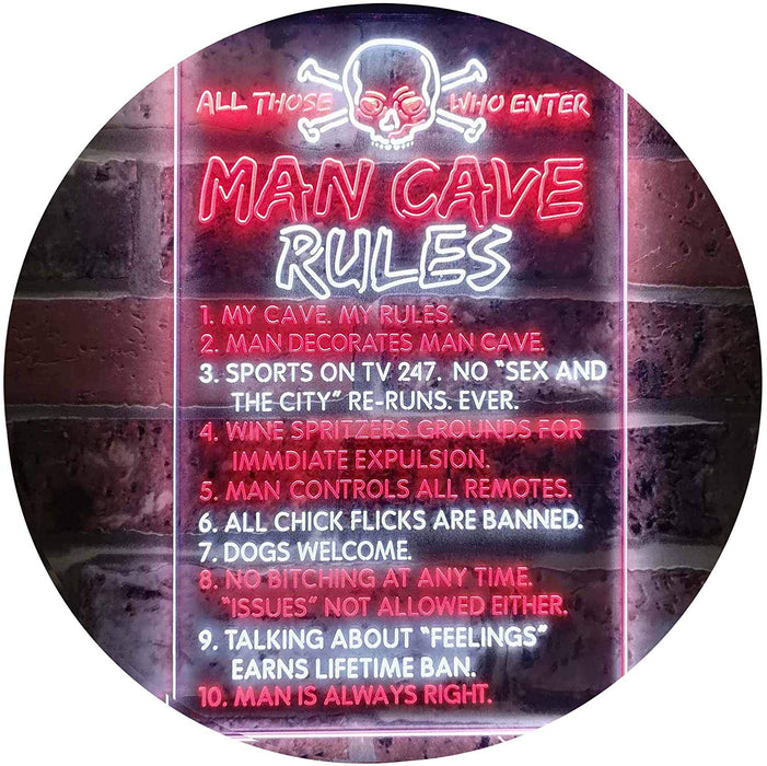 Man Cave Rule Game Room LED Light Sign - Way Up Gifts