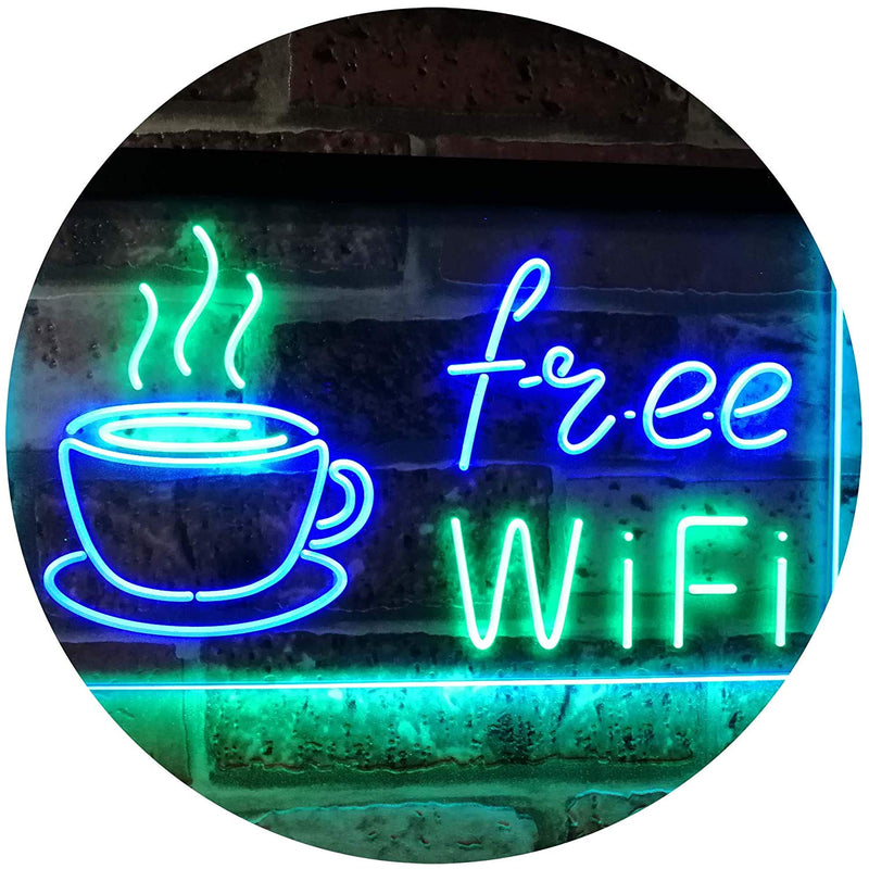 Free Wi-Fi Coffee LED Light Sign - LED Gift Works