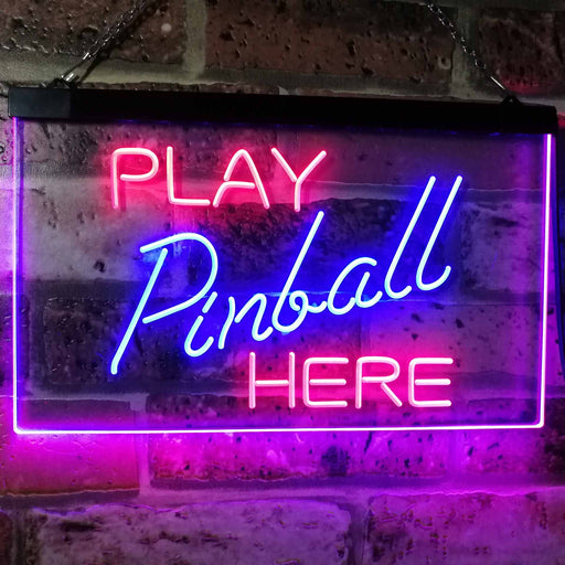 Arcade Game Room Play Pinball Here LED Light Sign - Way Up Gifts