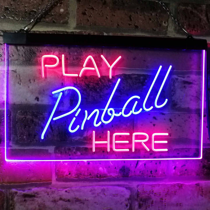 Arcade Game Room Play Pinball Here LED Light Sign - Way Up Gifts