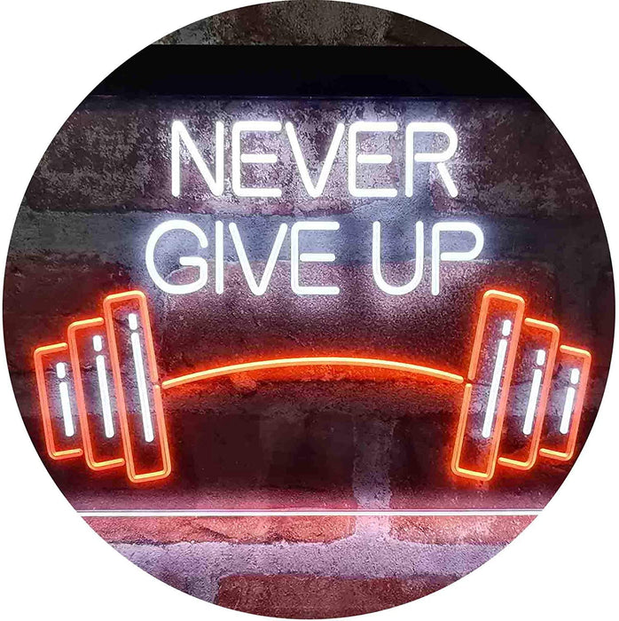 Never Give Up Weight Train Fitness Gym LED Light Sign - Way Up Gifts