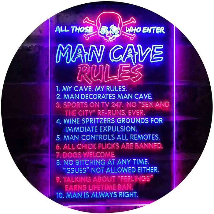 Man Cave Rule Game Room LED Light Sign - Way Up Gifts