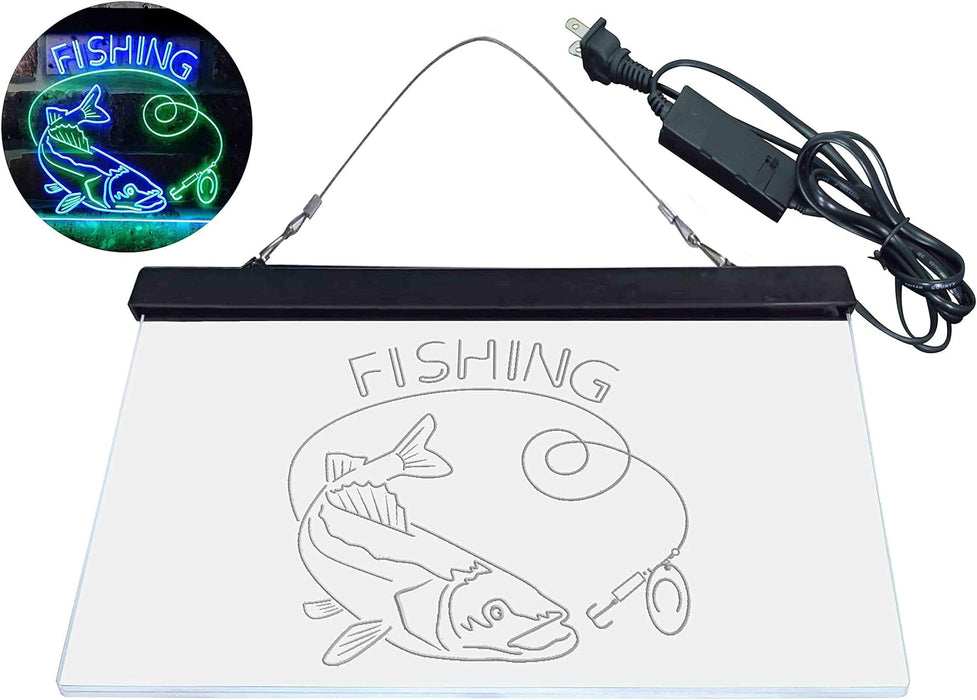 Fishing Camp Cabin LED Light Sign - Way Up Gifts