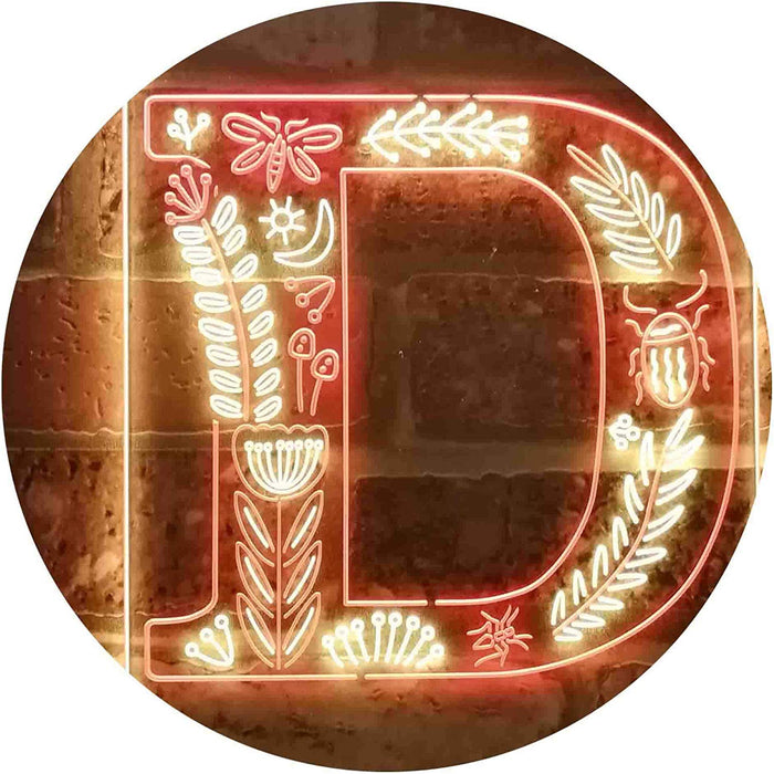 Family Name Letter D Monogram Initial LED Light Sign - Way Up Gifts