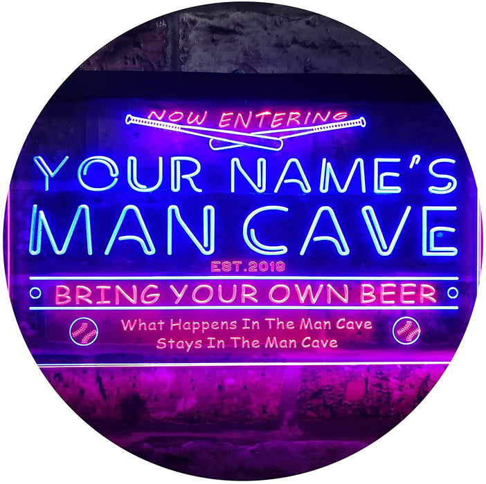Personalized Sports Baseball Theme Man Cave LED Light Sign - Way Up Gifts