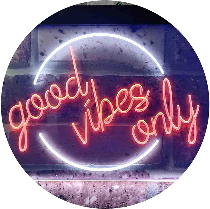 Good Vibes Only Circle LED Light Sign - Way Up Gifts
