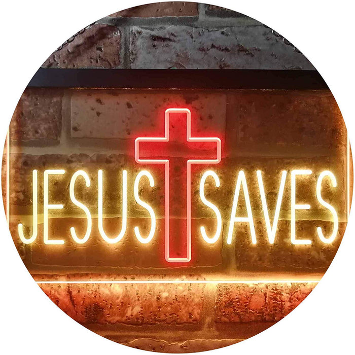 Cross Jesus Saves LED Light Sign - Way Up Gifts