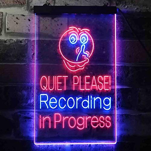 Quiet Please Recording in Progress Studio LED Light Sign - LED Gift Works