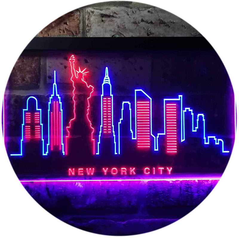 New York City Skyline Statue of Liberty LED Light Sign - LED Gift Works