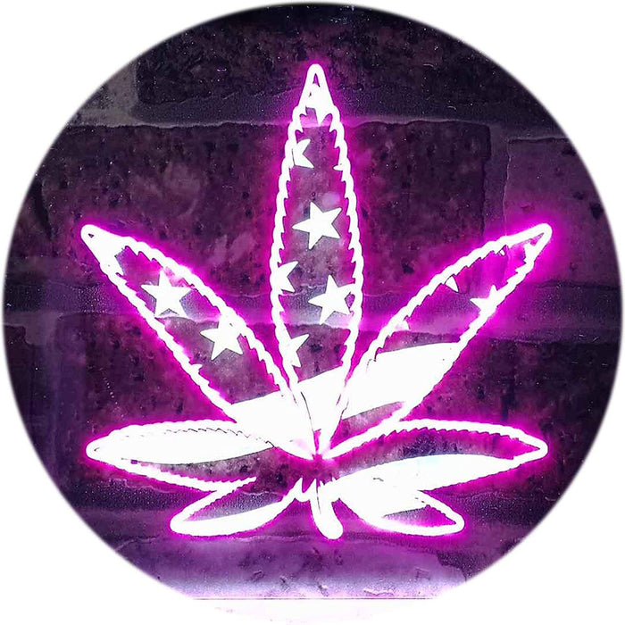 Marijuana Leaf USA Flag LED Light Sign - Way Up Gifts