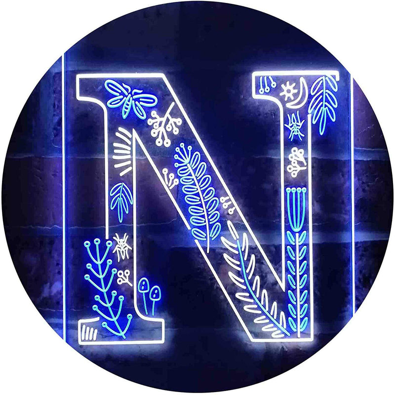 Family Name Letter N Monogram Initial LED Light Sign - LED Gift Works