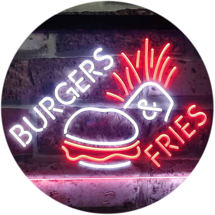 Hamburgers Burgers Fries LED Light Sign - Way Up Gifts
