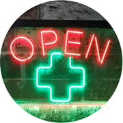 Open Medical Cross Dispensary LED Light Sign - LED Gift Works