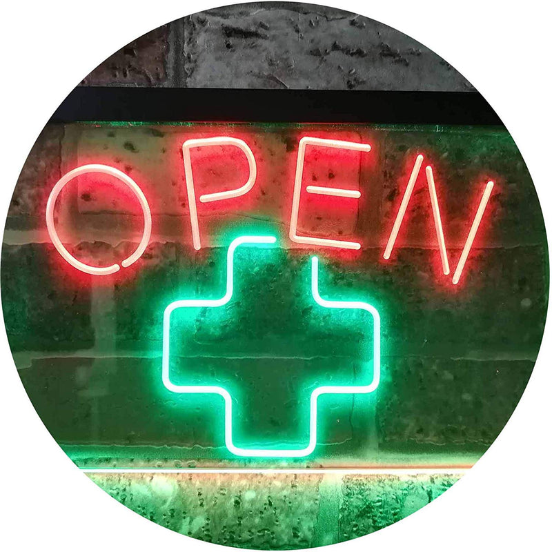 Open Medical Cross Dispensary LED Light Sign - LED Gift Works