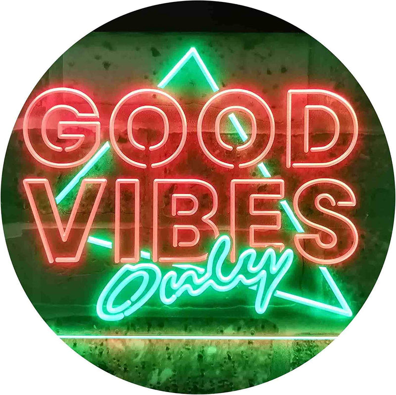 Good Vibes Only Triangle LED Light Sign - LED Gift Works